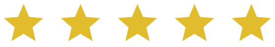 Five yellow stars in a row on a white background.